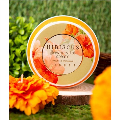 Крем для лица с экстрактом гибискуса Jigott Hibiscus Flower Vital Cream